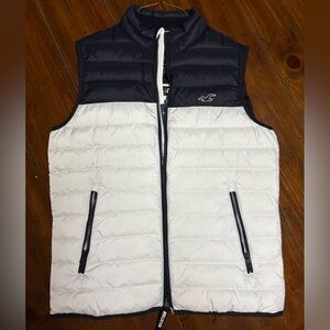 Hollister white and black zip up vest